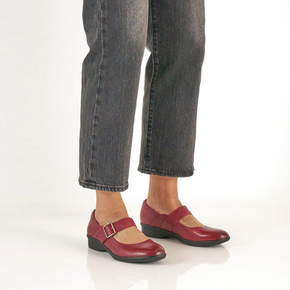 Collette Wide Red Burnished Nubuck